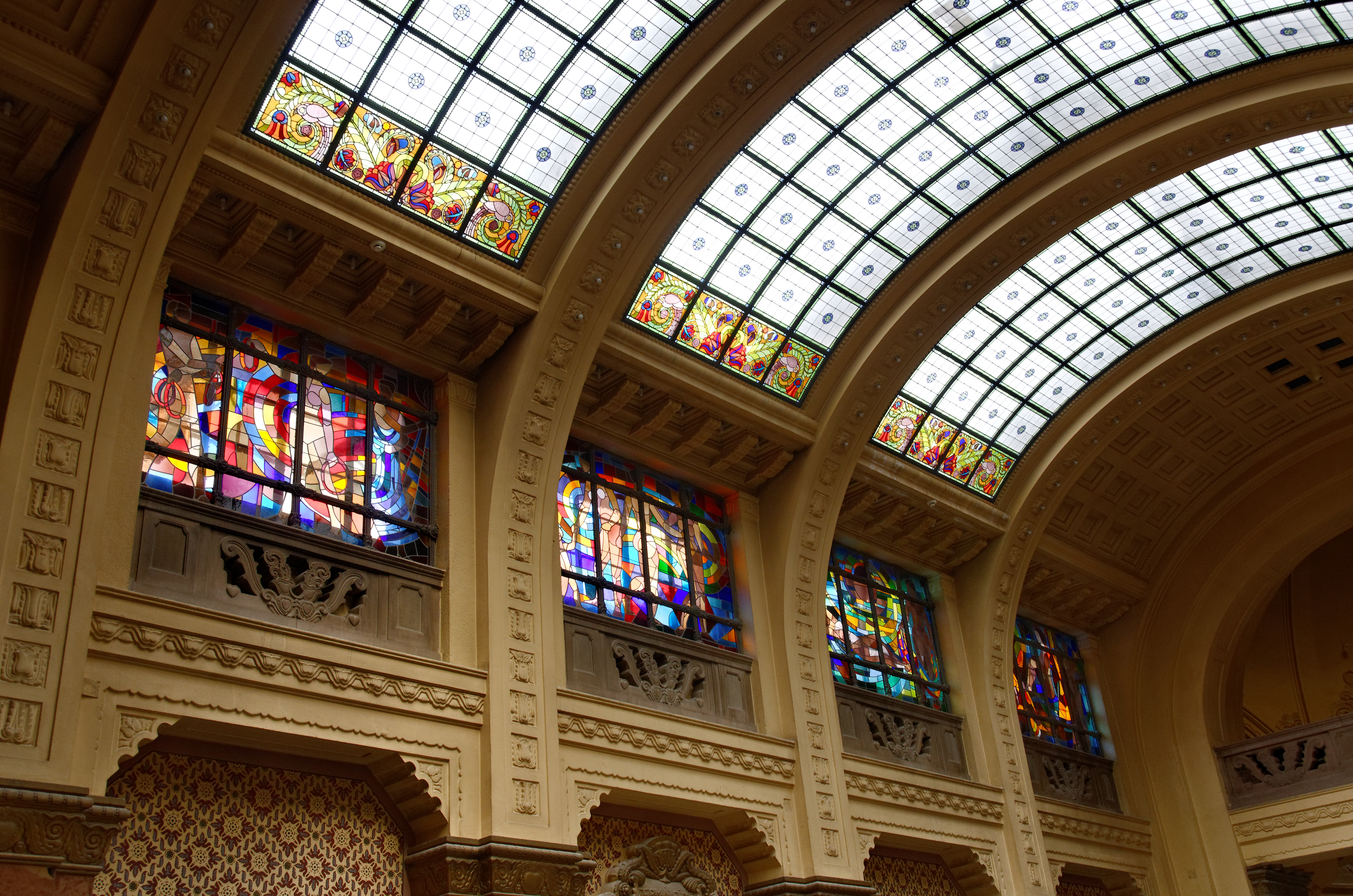 Stained glasses on Gellért bath's interior