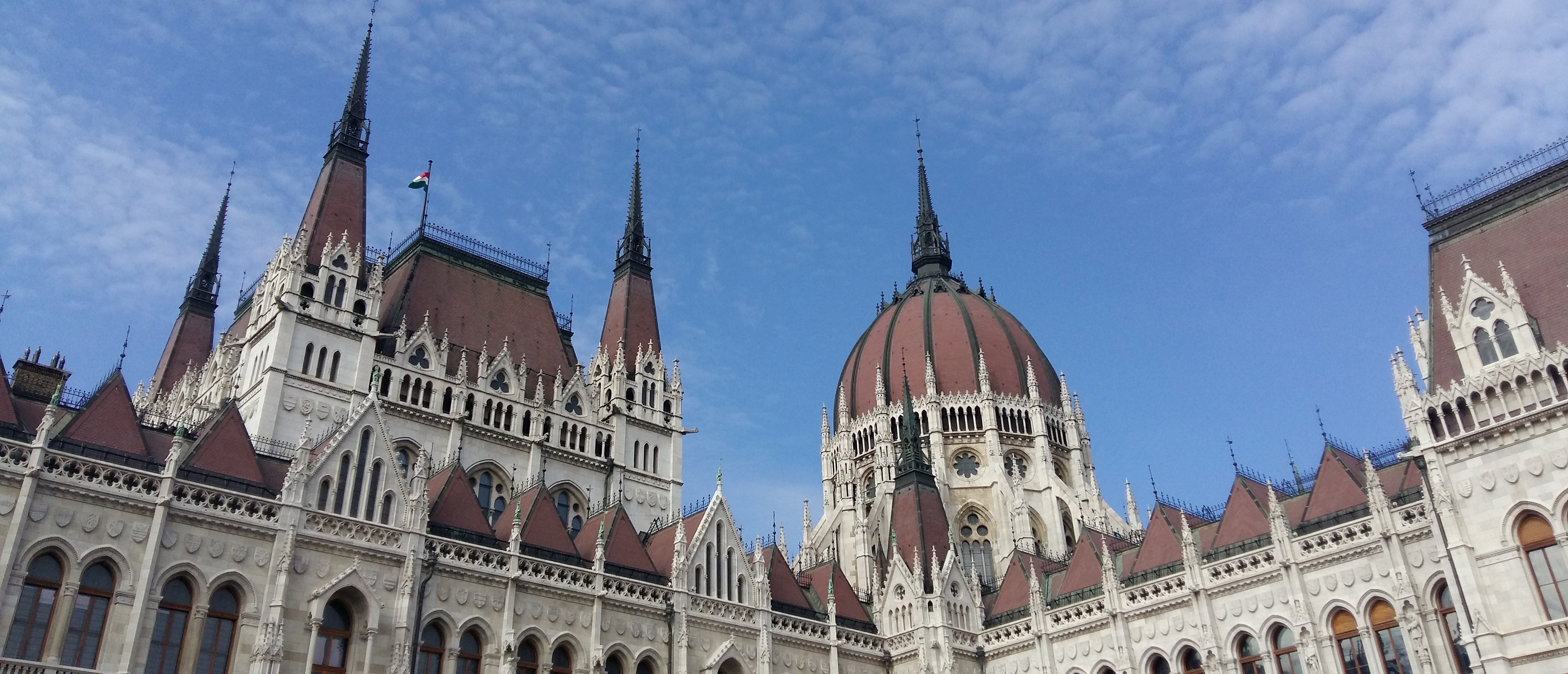 Gothic facade of the hungarian parlement by day