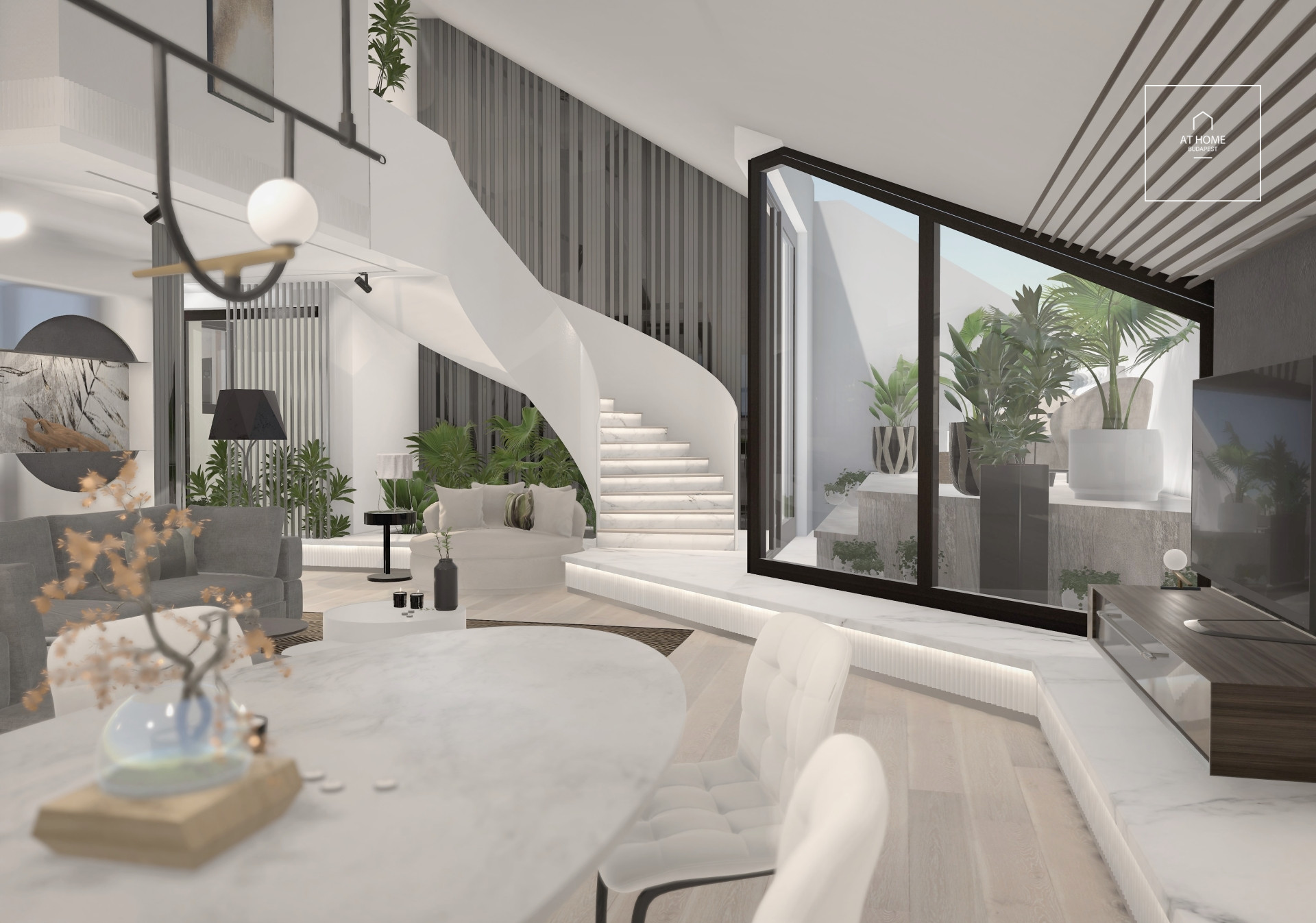 Két szintes penthouse lakás a 6. kerületben gyönyörűen felújított házban nagy teraszos városi panorámával