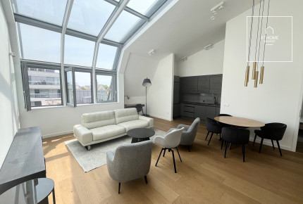A newly built 2-bedroom apartment with a terrace is available for rent in District VI, Terézváros