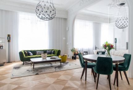 Elegant two-bedroom apartment is for rent in Budapest 6th district, next to Opera House
